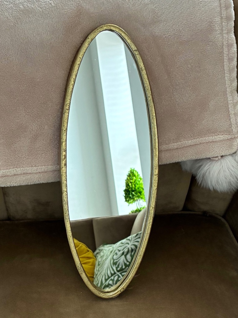 Oblong Mirror with gold tone frame